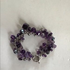 Amethyst/pearl/beads bracelet